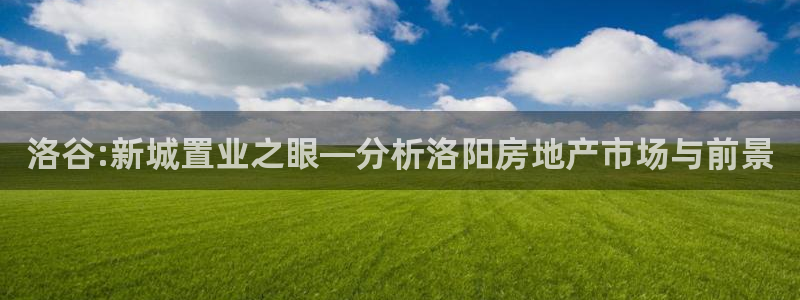 新宝5平台注册：洛谷:新城置业之眼—分析洛阳房地产市场与前景