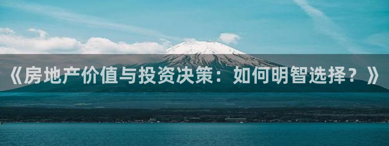 新宝5娱乐网址：《房地产价值与投资决策：如何明智选择？》