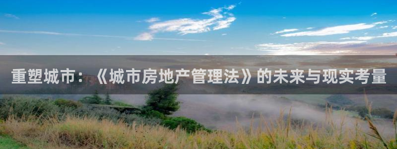 新宝5账号注册：重塑城市：《城市房地产管理法》的未来与现实考